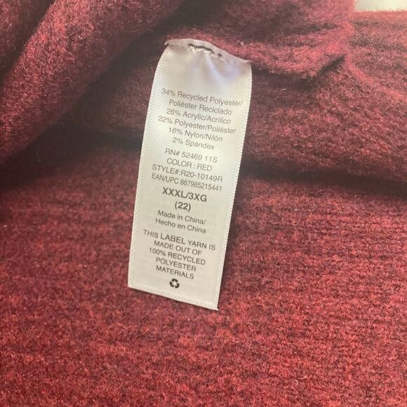 SCOOP Women’s Cable V-Neck Split Sweater Vest Size XXXL/3XG (22) Red New - Picture 4 of 7